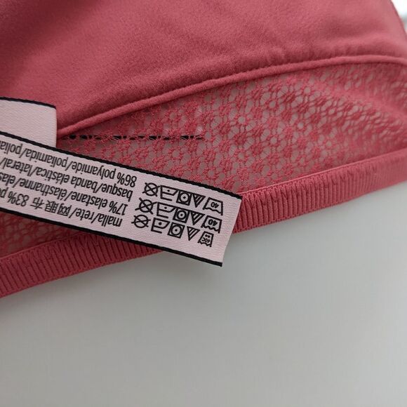 Victoria's secret pink salmon red strappy triangle bra wireless Medium @B036 - Picture 7 of 8